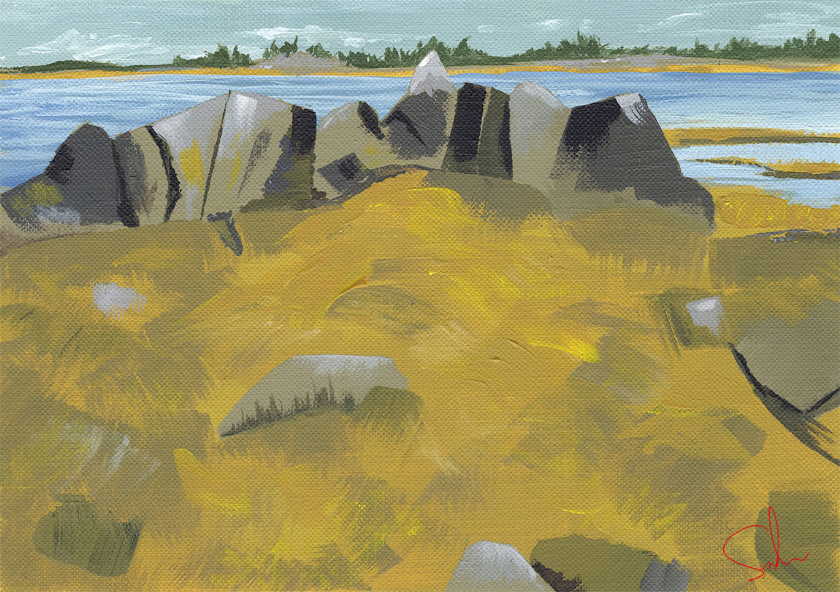 Featured artwork of the view from an uninhabited island while on a kayaking excursion on the Eastern Shore of Nova Scotia.